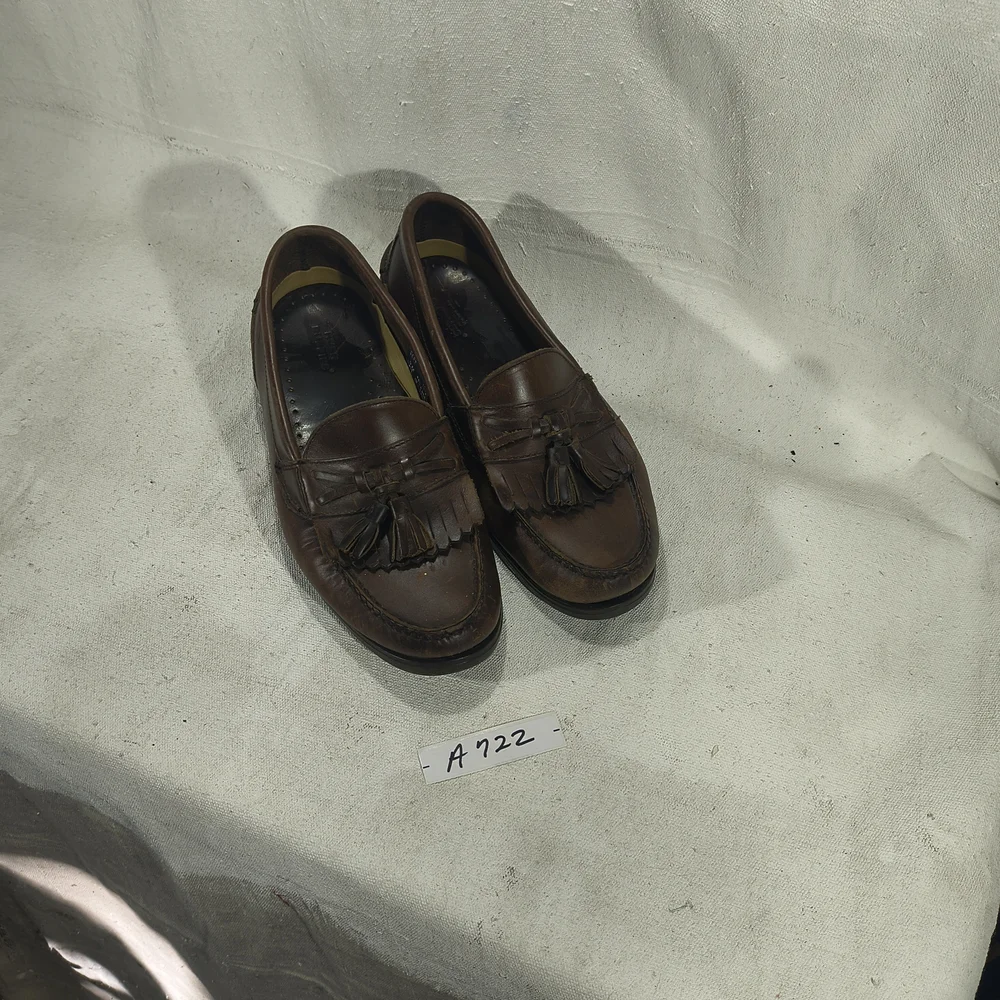 Men's Size 9M Brown Leather Tassel Loafers Hush Puppies